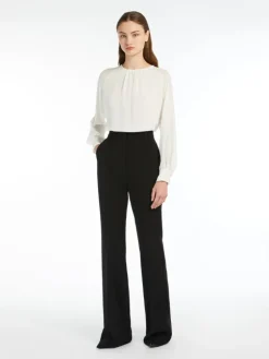 Flared cady trousers - BLACK
