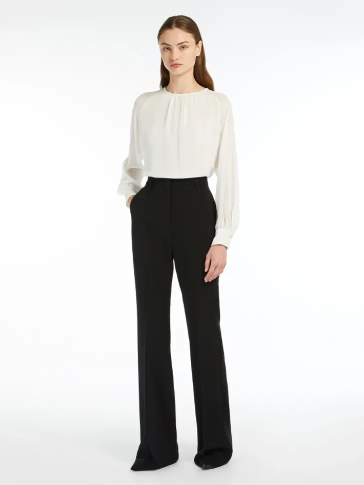 Flared cady trousers - BLACK