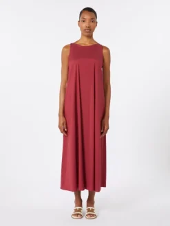 Flared stretch poplin dress - GERANIUM