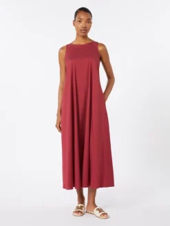 Flared stretch poplin dress - GERANIUM
