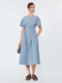 Flared taffeta dress - LIGHT BLUE