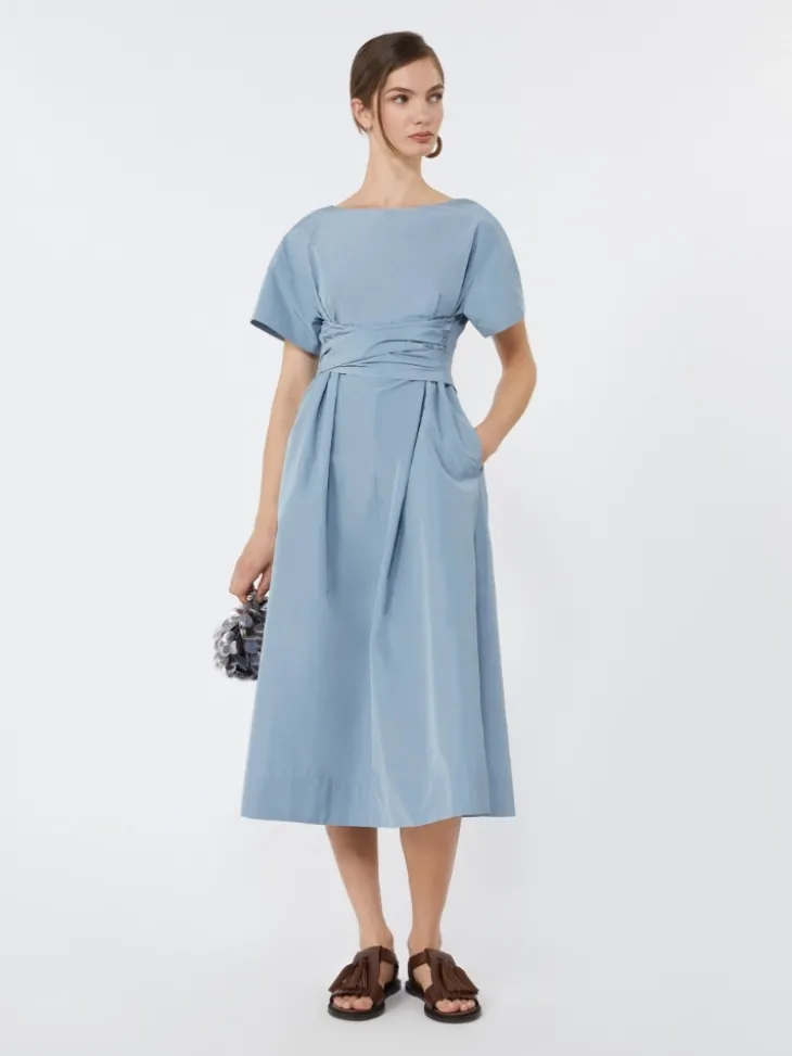Flared taffeta dress - LIGHT BLUE