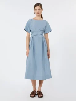 Flared taffeta dress - LIGHT BLUE