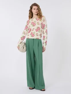 Floral printed cotton jumper - ECRU