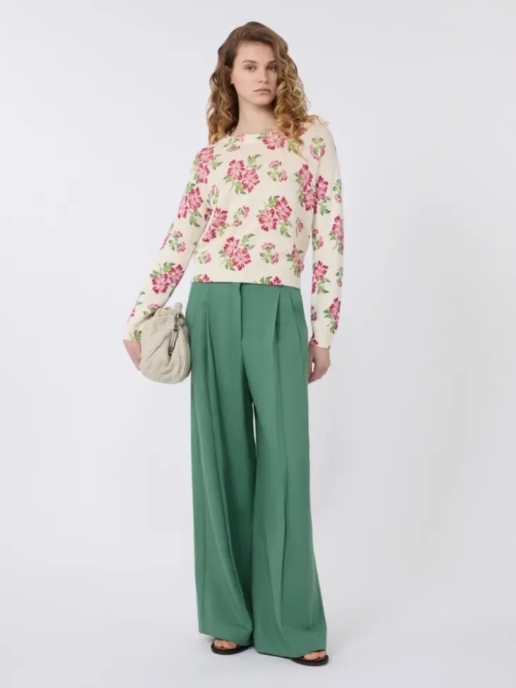 Floral printed cotton jumper - ECRU