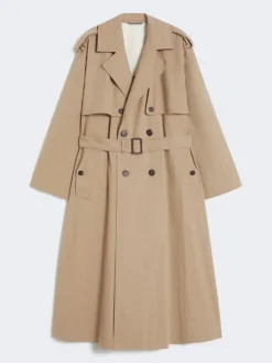 Flowing cotton and nylon trench coat - HAZELNUT BROWN