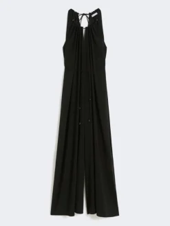 Flowing envers satin jumpsuit - BLACK