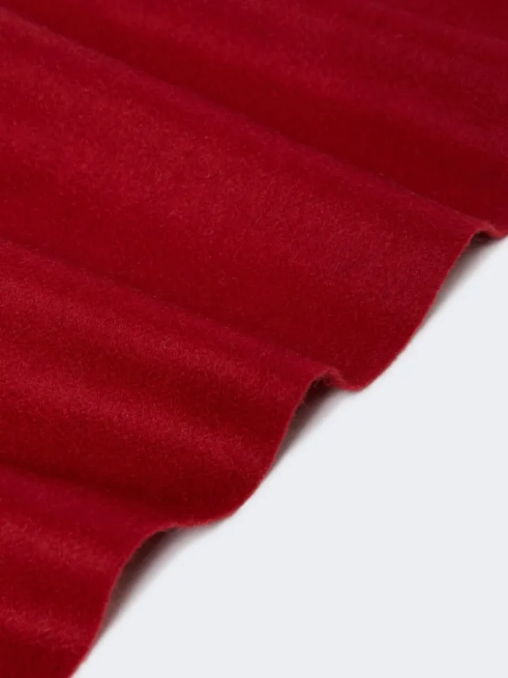 Fringed cashmere stole - DARK RED