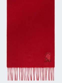 Fringed cashmere stole - DARK RED
