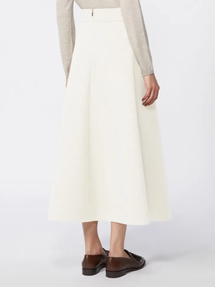 Full, tech wool skirt - IVORY