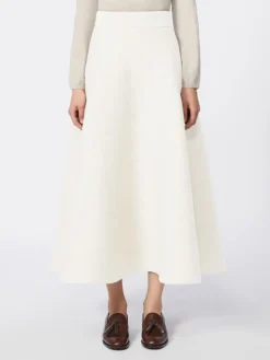 Full, tech wool skirt - IVORY