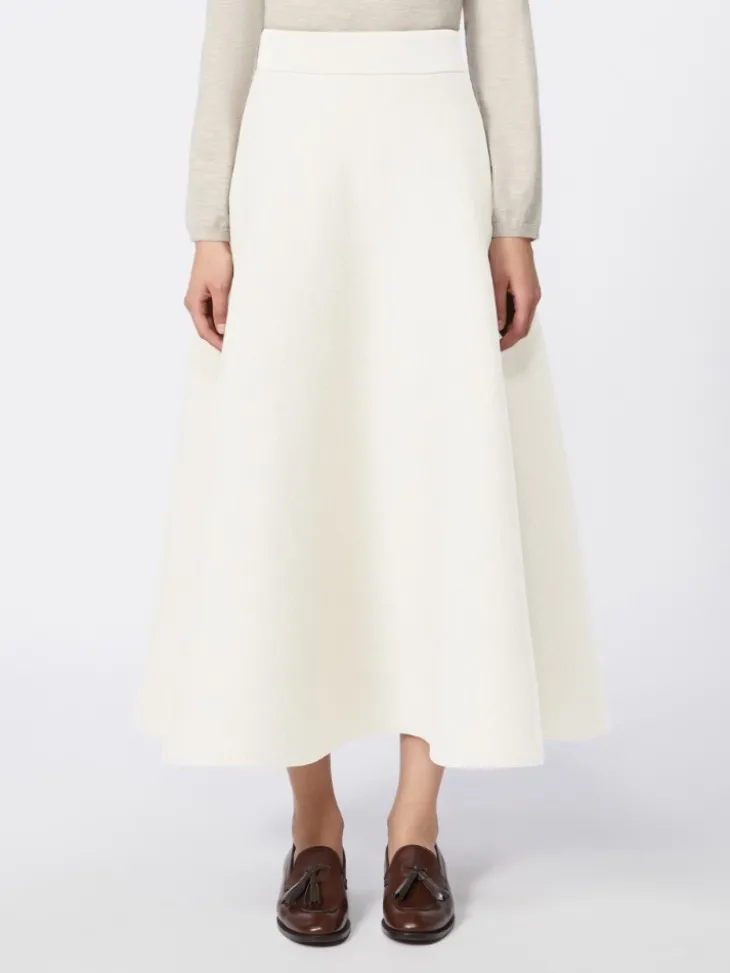Full, tech wool skirt - IVORY