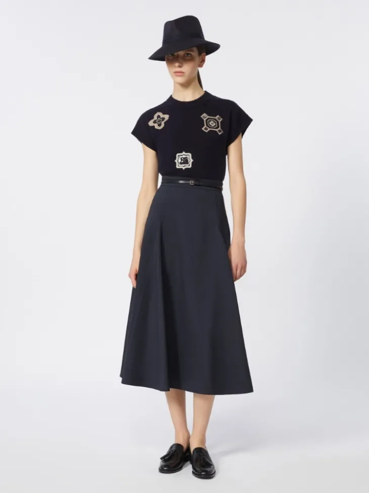 Full, tech wool skirt - ULTRAMARINE