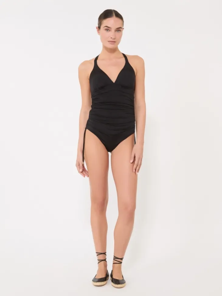 Gathered jersey swimsuit - BLACK