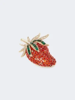Glass brooch - RED