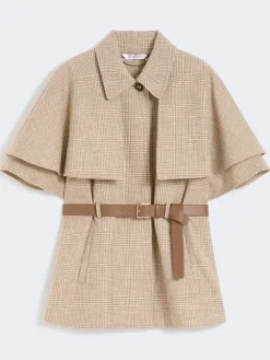 Glen plaid cotton cloak - TOBACCO