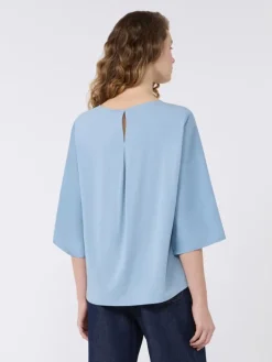 Habotai silk and jersey blouse - LIGHT BLUE