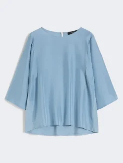 Habotai silk and jersey blouse - LIGHT BLUE