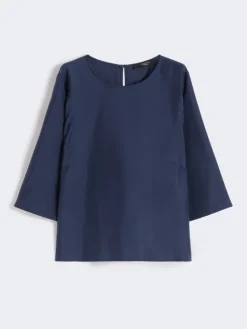 Habotai silk and jersey blouse - NAVY