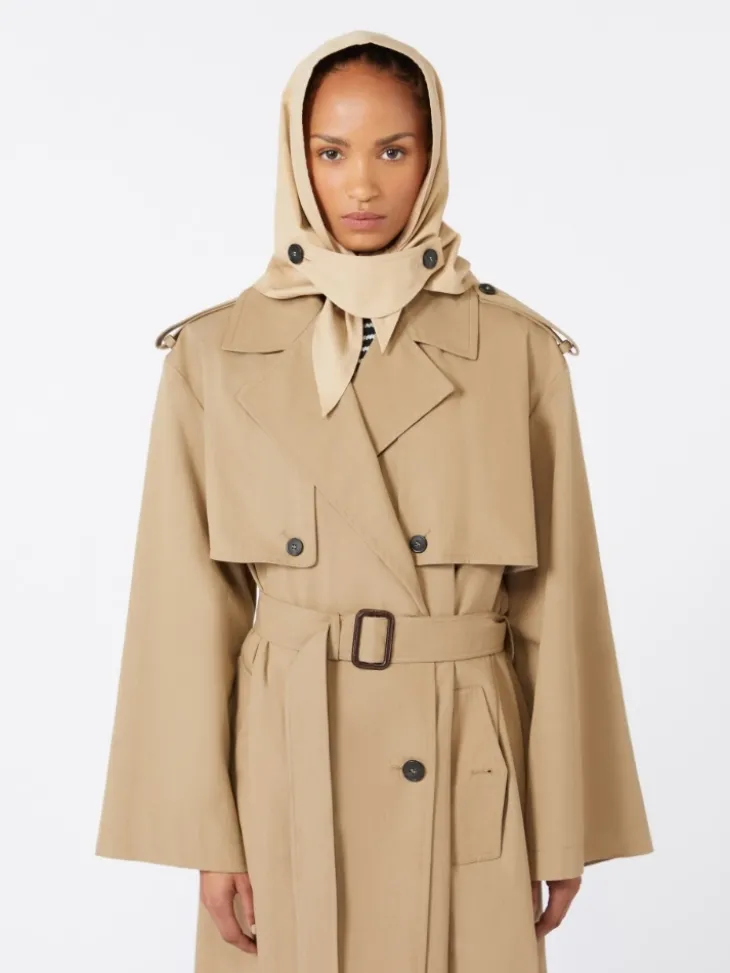Hat-foulard in water-repellent gabardine - BEIGE
