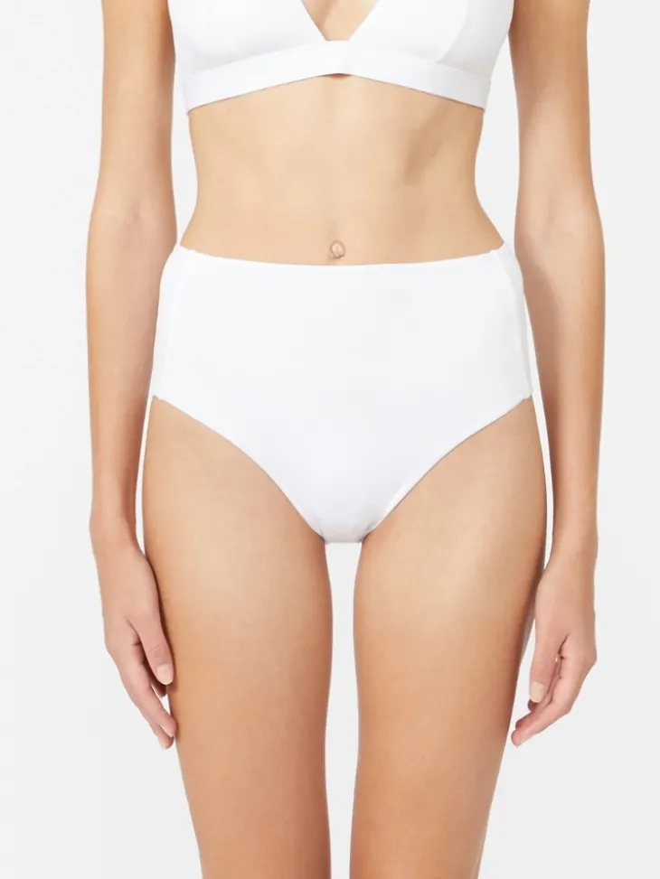 High-waisted jersey bikini bottoms - WHITE