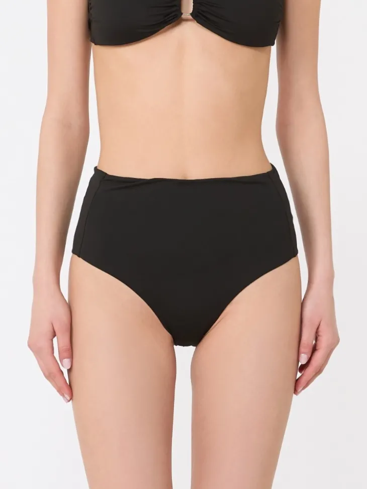 High-waisted jersey bikini bottoms - BLACK