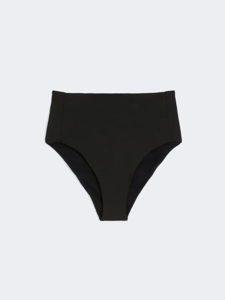 High-waisted jersey bikini bottoms - BLACK
