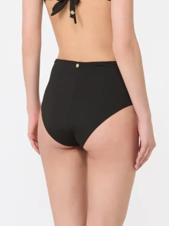 High-waisted jersey bikini bottoms - BLACK