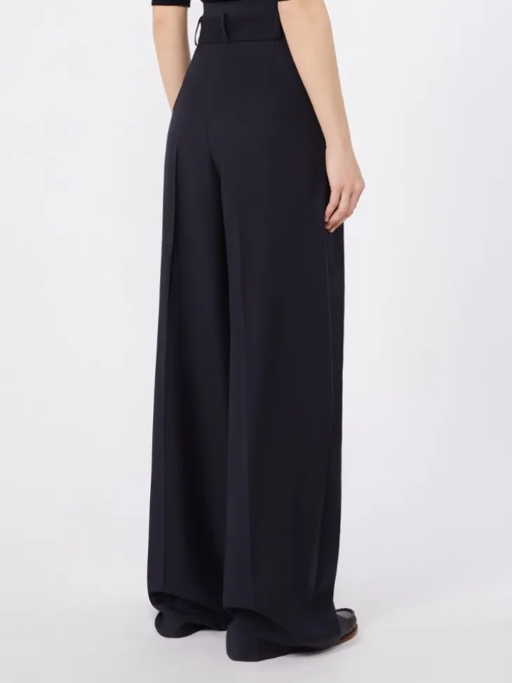 High-waisted woollen cloth trousers - NAVY