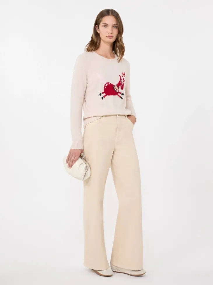 Inlay-detail cashmere sweater - SAND