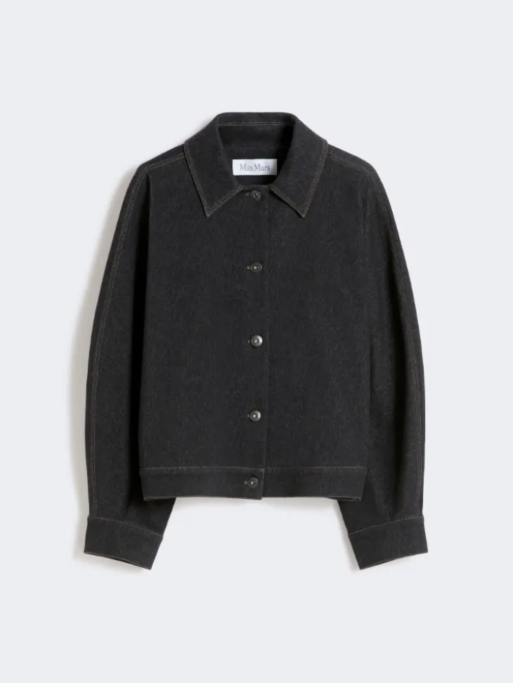 Jacket in jersey-effect denim - ULTRAMARINE