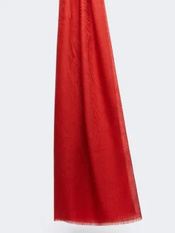 Jacquard wool and silk yarn stole - RED