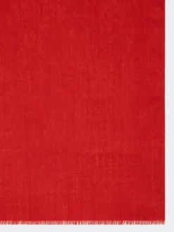 Jacquard wool and silk yarn stole - RED