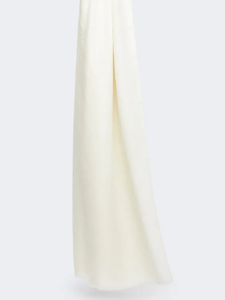 Jacquard wool and silk yarn stole - IVORY