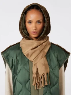 Jacquard wool stole - BEIGE