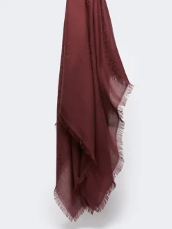 Jacquard-knit modal and cashmere shawl - BORDEAUX