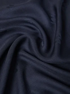 Jacquard-knit wool and silk shawl - MIDNIGHTBLUE