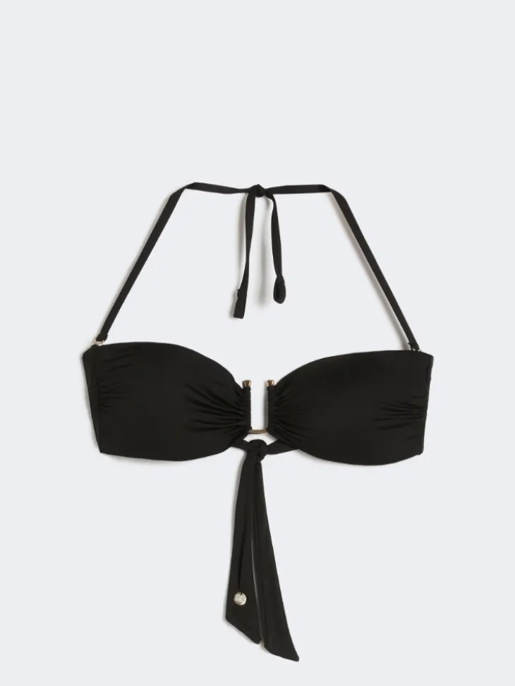 Jersey bandeau bikini top - BLACK