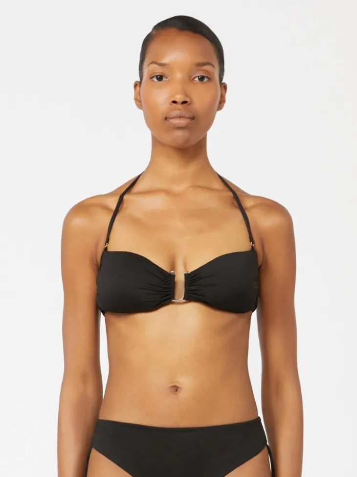 Jersey bandeau bikini top - BLACK