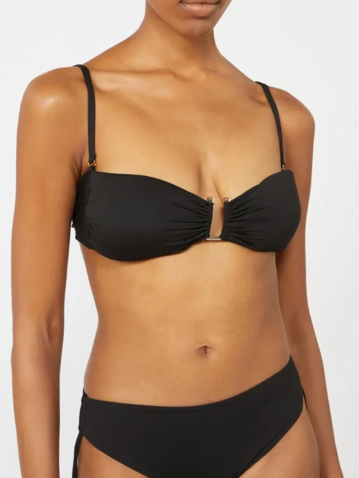 Jersey bandeau bikini top - BLACK