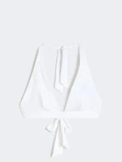 Jersey halter bikini top - WHITE