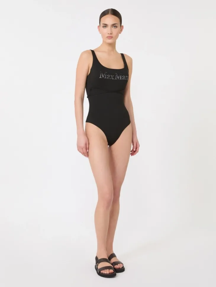 Jersey logo swimsuit - BLACK