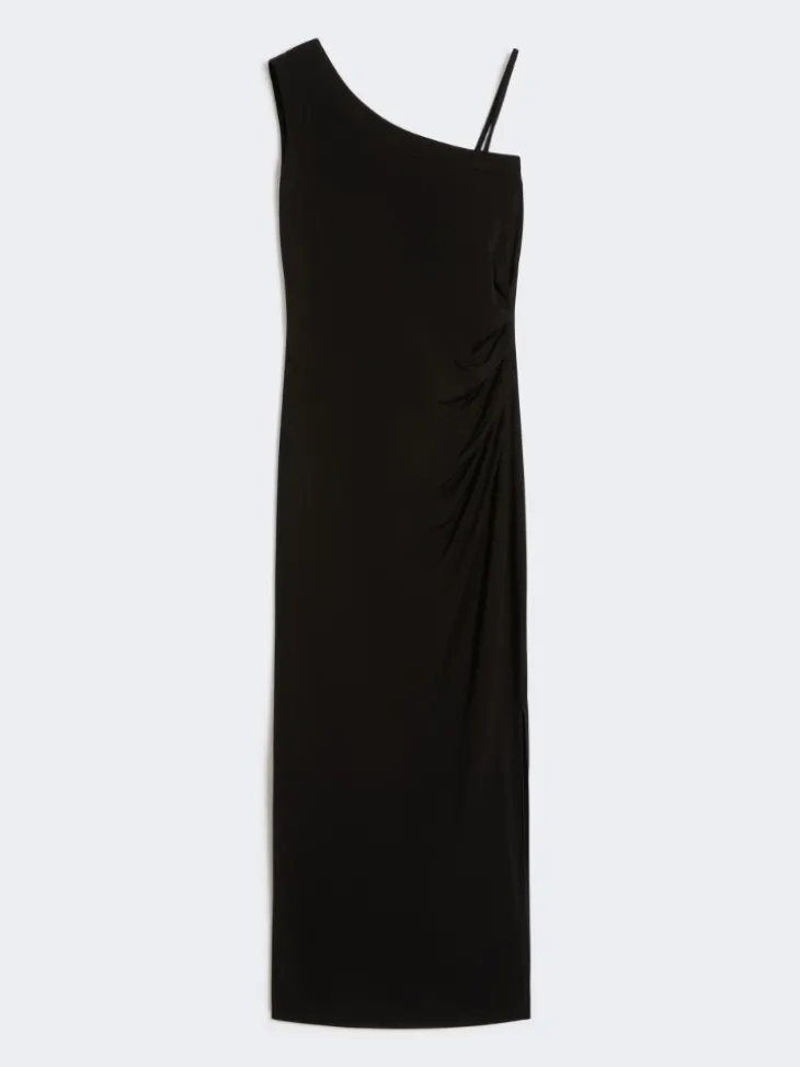 Jersey one-shoulder dress - BLACK