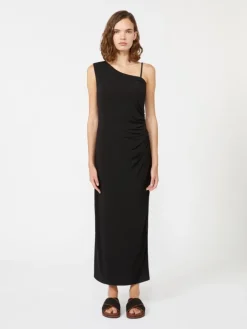 Jersey one-shoulder dress - BLACK