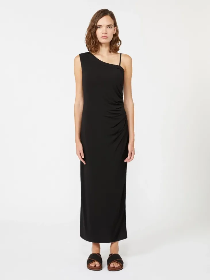 Jersey one-shoulder dress - BLACK