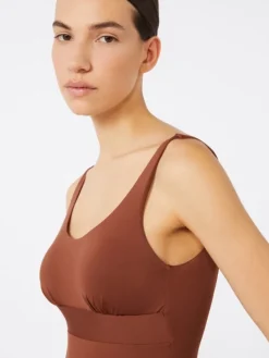 Jersey racer-back swimsuit - CHOCOLATE