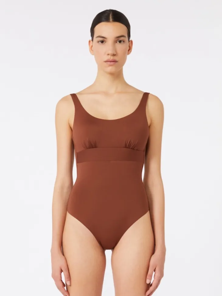 Jersey racer-back swimsuit - CHOCOLATE