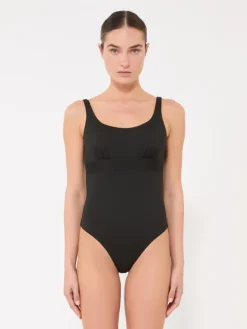 Jersey racer-back swimsuit - BLACK