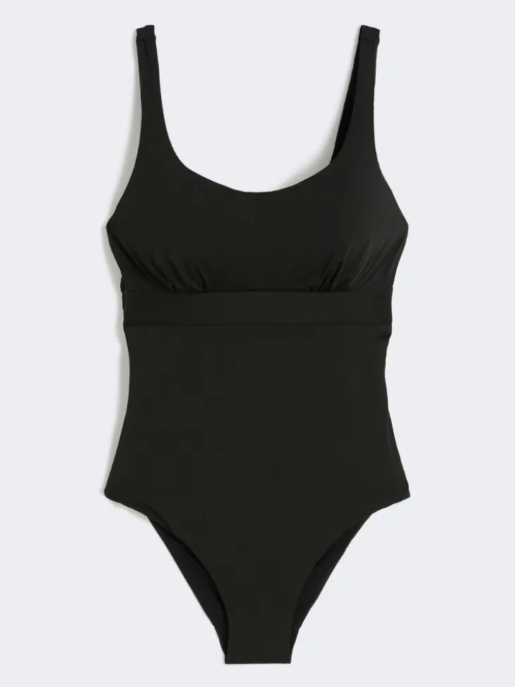 Jersey racer-back swimsuit - BLACK