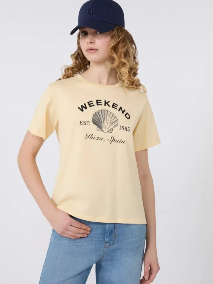 Jersey T-shirt with graphics - LIGHT YELLOW